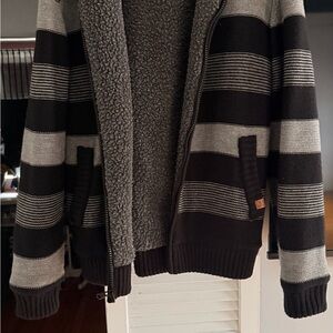 Buffalo David Bitton Men's Zip-Up Sweater in Gray and Black